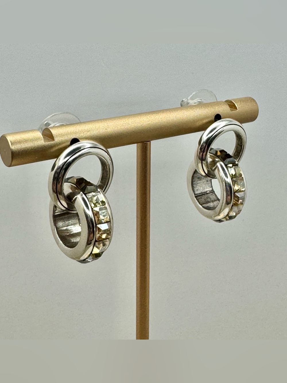 Brighton Topaz Spectrum Crystal Linked Hoop Earrings
